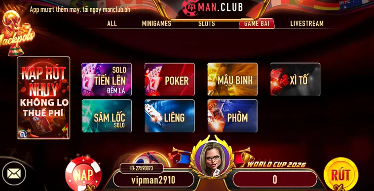 Sảnh Trò Chơi Game Bài ManClub Đỉnh Cao Sòng Bài Trực Tuyến Chinh Phục Những Chiến Thắng Vang Dội