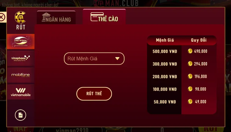 Hướng Dẫn Quy Trình Rút Tiền Về Ngân Hàng Tại ManClub Nhanh Chóng An Toàn Cho Game Thủ